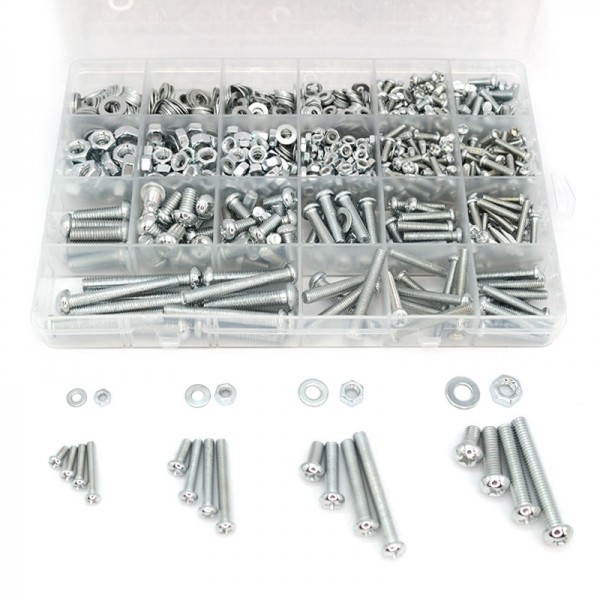 둥근머리 볼트 너트 와샤 키트 M3-M6 1080pcs ID